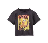 Vanilla Underground Spongebob Squarepants Womens Grey Character Cropped Short Sleeved T-Shirt (Large)
