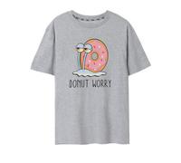 Vanilla Underground Spongebob Squarepants Womens Grey Donut Worry Short Sleeved T-Shirt (Small)