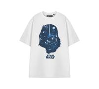 Star Wars Darth Vader Head Mens White T-Shirt | Galactic Empire Graphic Tee for Men | Sci-Fi Movie Apparel Top | Dark Side Vader Helmet Design Tee Gift Fan Gift for Adults & Teens