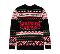 Vanilla Underground Stranger Things Unisex Black Logo Christmas Jumper (X-Large)