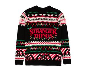 Vanilla Underground Stranger Things Unisex Black Logo Christmas Jumper (X-Large)