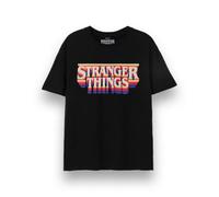 Vanilla Underground Stranger Things Unisex Black Retro Logo Short Sleeved T-Shirt (Large)