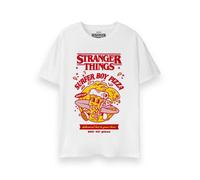 Vanilla Underground Stranger Things Unisex White Surfer Boy Pizza Short Sleeved T-Shirt (Large)
