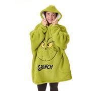 Vanilla Underground The Grinch Mens Green Novelty Face Blanket Hoodie (One Size)