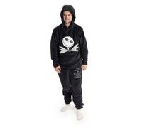 Disney The Nightmare Before Christmas Jack Skellington Mens Black Long Sleeve Long Leg Pyjama Set | Cosy Fleece Sleepwear & Loungewear | Halloween Themed Nightwear Merch - Medium
