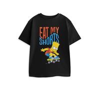 Vanilla Underground The Simpsons Bart Simpson Boys Black Graphic Tee | Eat My Shorts Chest Print Short Sleeve T-Shirt | Crew Neck Cartoon Top | Kids Television Merch