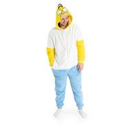 Vanilla Underground The Simpsons Homer Men's Yellow, White & Blue Cosy Fleece Onesie | Hooded Zip-Up Loungewear & Sleepwear | Cartoon Character Nightwear