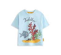 Vanilla Underground Tiddler Fish & Coral Light Blue Graphic Tee | Short Sleeve Crew Neck Character T-Shirt | Kids Undersea Cartoon Print Top | Unisex Children's Streetwear | Tiddler Merch