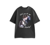 Vanilla Underground Twilight Bella & Edward Charcoal Short Sleeve T-Shirt | 'Will You Be My Spider Monkey?' Graphic Tee | Classic Twilight Saga Apparel | Casual Wear Top - Large