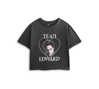 Vanilla Underground Twilight Team Edward Charcoal Cropped Short Sleeve T-Shirt | Women's Graphic Tee | Classic Film Merchandise Fan Apparel | Twilight Saga Fashion Top - XXX-Large