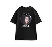 Vanilla Underground Twilight Team Jacob Women's Black Short Sleeve Graphic Tee | Support Jacob Character T-Shirt | Casual Film Merchandise Top | Twilight Saga Apparel - Small