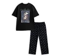 Vanilla Underground Twilight Womens Black Logo Short Sleeve Long Leg Pyjama Set (X-Large)