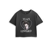 Vanilla Underground Twilight Womens Grey Team Edward Crop Cropped Short Sleeved T-Shirt (Large)