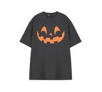 Vanilla Underground Unisex Grey Pumpkin Face Graphic Tee | Short Sleeve T-Shirt for Men & Women | Halloween Apparel | Trendy Unisex Top | Unique Merchandise Gift