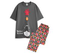 Vanilla Underground Wallace And Gromit Mens Multicoloured Feathers Short Sleeve Long Leg Pyjama Set (Medium)