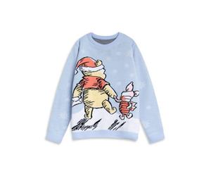 Vanilla Underground Winnie The Pooh Womens Blue Character Christmas Jumper (Large)
