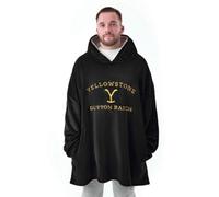 Vanilla Underground Yellowstone Mens Black Dutton Ranch Logo Blanket Hoodie (One Size)