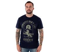 Yellowstone Men's Short-Sleeve T-Shirt | Dutton Ranch Official Merchandise of The Acclaimed US TV Show | Cowboys Goodbye - Stylish and Comfortable Navy Tee for Men