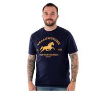 Vanilla Underground Yellowstone Mens Blue Dutton Ranch Logo Short Sleeved T-Shirt (Small)