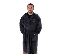Yellowstone Mens Hooded Bathrobe in Navy Blue | Adults Dutton Ranch Emblem Dressing Gown | TV Series Fleece Loungewear Bathrobe | Housecoat Nightwear Apparel Gift for Him