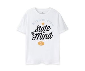 Vanilla Underground Yellowstone Womens White Beth Dutton State Of Mind Short Sleeved T-Shirt (Small)