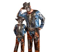 Vanilla Underground Zombie Cowboy 2 Piece Costume Opions Adult OR Child | Skeleton Graphic Denim Jacket & Top | Halloween Dress-Up Outfit with Mask & Belt Buckle Merch