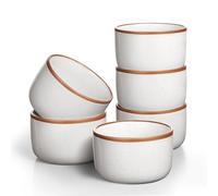 Vanilla White 6-Piece Porcelain Ramekins Set - 8 oz Each, Oven Safe, Mini Cheesecake & Creme Brulee Pans, Small Baking Dishes, Dipping Bowls