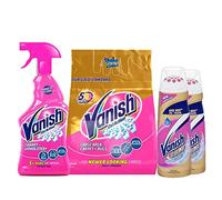 Vanish Carpet Cleaning Bundle Pack - 2 Count (Pack of 2) - 500ml Spray, 650g Powder, 2x200ml Gel - Raspberry Scent - Powerful Stain Removal for Carpets & Upholstery