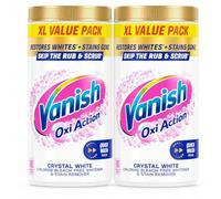 Vanish Gold Crystal White Stain Remover Powder, 1.9kg 2 Units, Oxi Action for Quick Wash, Restores Whites & Removes Tough Stains, Without Pre-treating