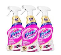 Vanish Professional Oxi Action Carpet & Upholstery Stain Remover Spray, 1L (Pack of 3), Removes Stains, Pet Mess, Works in 30 Seconds, Removes Strong Odours, Suitable for Homes with Pets, Bleach Free