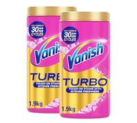 Vanish Turbo Stain Remover Powder, 1.9kg, Boosted Oxi Action for Quick Wash, Removes Stains, Safe on Colours and White. 2 units
