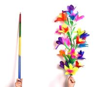 Vanishing Disappearing Rainbow Metal Cane to Flowers Stage Magic Tricks Amazing Close Up Magic Wand Magic for Professional Magicians