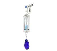 Vanitas Luminous Crystal Hourglass Clip-On Earring, Silver Metal Frame with Blue Crystal Drop, Anime Cosplay Accessory, 1 Piece