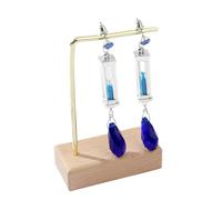 Vanitas Luminous Hourglass Earrings, Anime Cosplay Ear Studs, Blue Crystal Drop Design, 2 Pieces