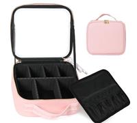 Vanity Cases for Women,Travel Vanity Case,Makeup Storage Box,A Cosmetics Makeup Bag with Compartments, Easy to Carry When Traveling. (Standard,B Pink)