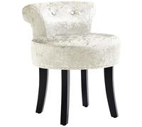 Vanity Chair Beige Ice Floral Velvet Rubberwood Legs Compact 50x54x62 cm Padded