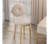 Vanity Chair for Makeup Room - Lambswool Vanity Stool Midcentury Modern Accent Chair with Backrest Velvet Chair with Gold Legs - For Living Room Bedroom (Color : White)