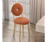 Vanity Chair for Makeup Room - Lambswool Vanity Stool Midcentury Modern Accent Chair with Backrest Velvet Chair with Gold Legs - For Living Room Bedroom (Color : Khaki)
