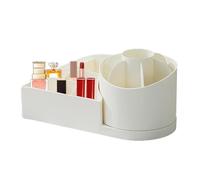 Vanity Cosmetic Organizer Cosmetic Case - Rotating Lipstick Box for Makeup Storage with Compartments - Cosmetic Stationery Holder Supplies for the H, White/Dark Grey , Consulte la descripción