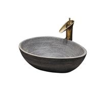 Vanity Countertop Basin Balcony Washbasin Ceramic Art Retro Handwash Home Bathroom Lavatory Sinks Modern(Gris)