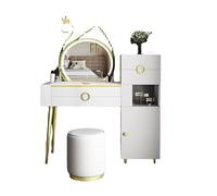 Vanity Desk Large Vanity Desk with Drawers Mirrors and Stools, Modern Makeup Vanity Set with Storage Cabinet, Makeup Vanity Dressing Table for Bedroom Makeup Dressing Table (White Set L 105cm*D42cm)