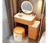 Vanity Desk Set with Mirror & LED LightsStylish Dressing Table with Movable Cabinet 5 Solid Wood Drawers & ChairPerfect for Girls & Women