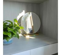 Vanity Desk Table Mirror, Round Makeup Mirror 360°Adjustable Rotating Metal Framed Standing Room Decor - Living Room Bedroom Table Top Bathroom(Gold,30 * 30cm)