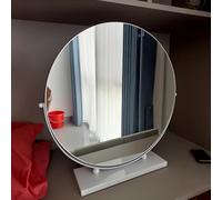 Vanity Desk Table Mirror, Round Makeup Mirror 360°Adjustable Rotating Metal Framed Standing Room Decor - Living Room Bedroom Table Top Bathroom(Gold,30 * 30cm)