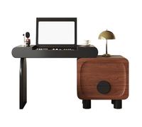 Vanity Desk with Flip Mirror, Makeup Vanity with Storage Cabinet, Farmhouse Style Makeup Table for Bedroom & Home Office, Wooden Makeup Bureau