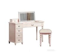 Vanity Desk with Hidden Mirror - Solid Wood Flip-Top Dressing Table and Writing Desk, No Assembly Required
