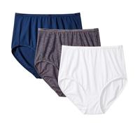 Vanity Fair Women's 3 Pack Illumination Brief Panty 13309, Star White/Admiral Navy/Steel Violet, 7 (Pack of 3)