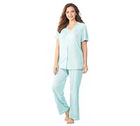 Vanity Fair Women's Coloratura Sleepwear Short Sleeve Pajama Set, Azure Mist, XL UK
