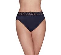 Vanity Fair Women's Flattering Lace Hi Cut Panty 13280 Briefs, Ghost Navy Stripe, 7