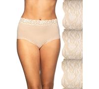 Vanity Fair Women's Flattering Lace Panties, Brief - 3 Pack - Neutral/Neutral/Neutral Stripe